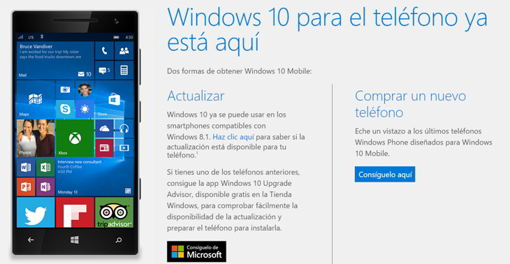 actualizar windows 10 mobil