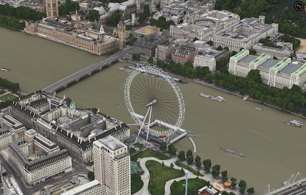 Apple Maps begin to show 3D animations at London Eye and London's Big Ben