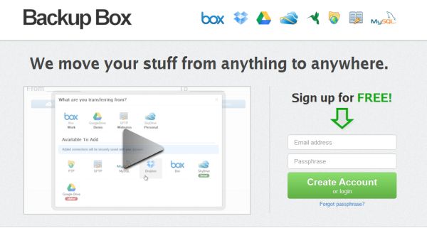 Backup Box integrates Google Drive into your service
