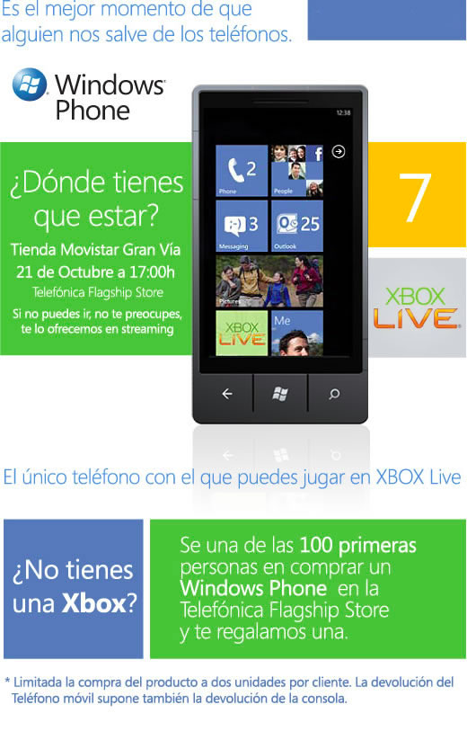 Presentation of the Windows Phone today, at 5, in Madrid