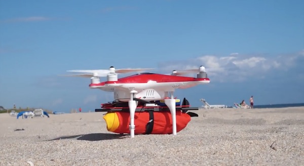 Project Ryptide, a life preserver prepared to be transported by a drone in case of need